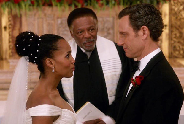 Fitz and Olivia standing at the altar on the precipice of saying &quot;I do&quot; 