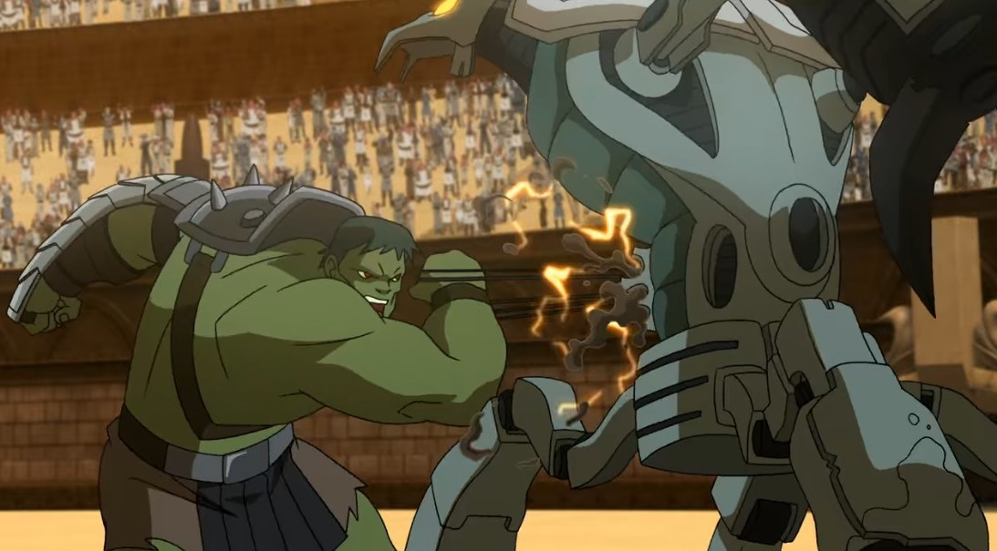 The Hulk fights in the Battle Arena.
