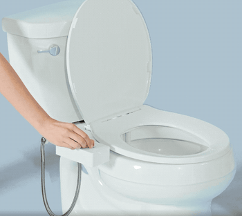 A gif of someone installing the bidet