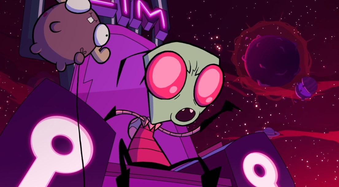 Zim sitting upon a throne in space