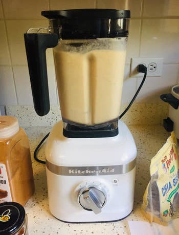 A reviewer's photo of the blender in white