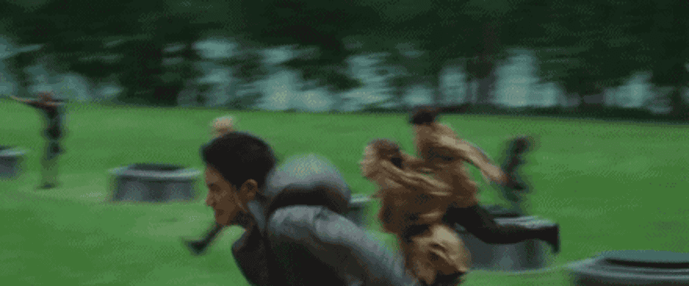 all the tributes running from the platforms towards the cornucopia