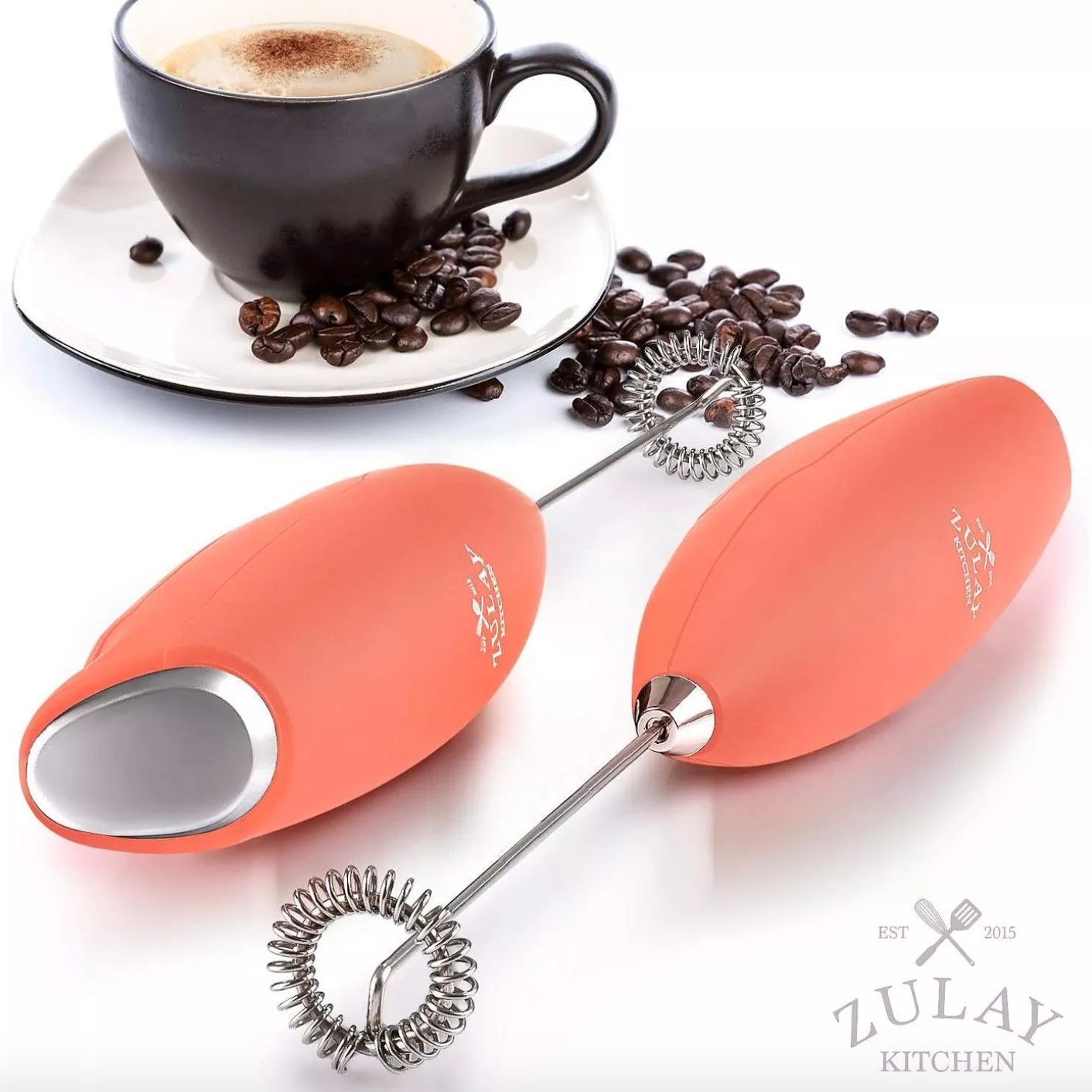 The milk frother in peaches & cream