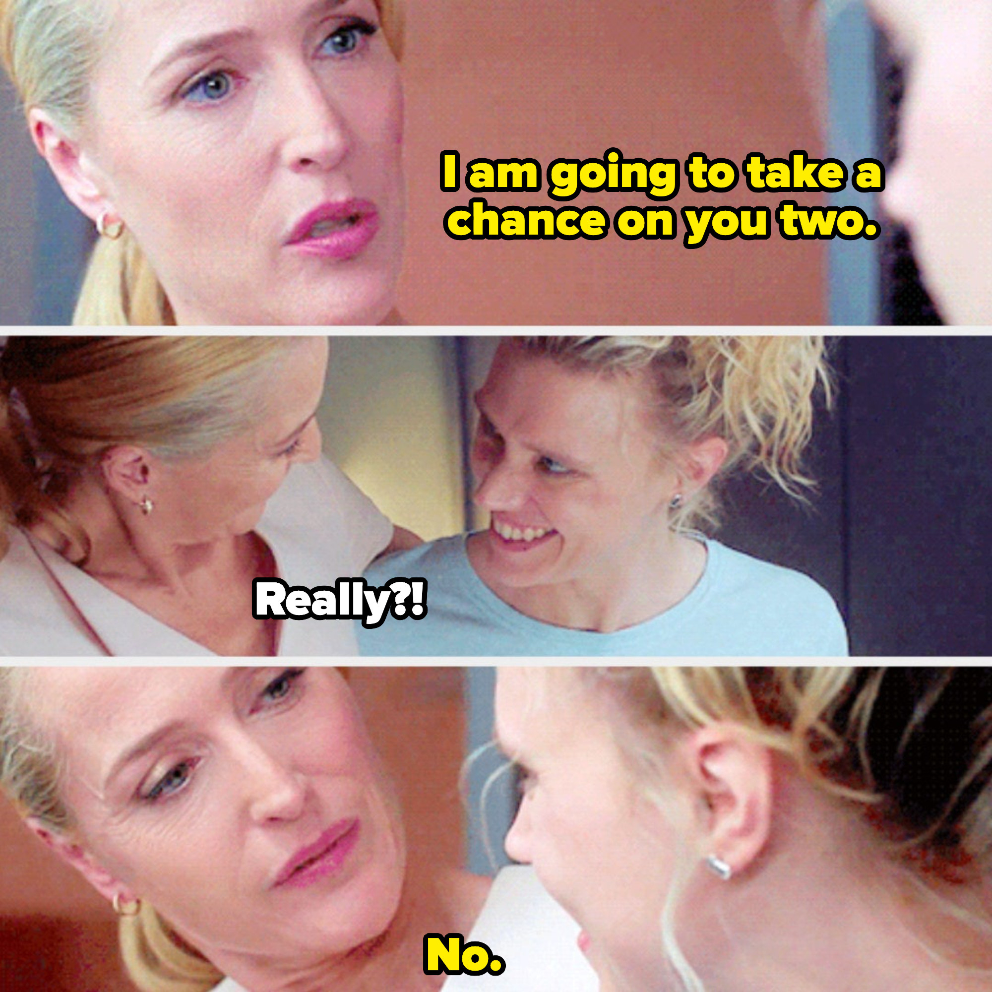 Wendy fooling Morgan into believing she'll help her and Audrey out in "The Spy Who Dumped Me"