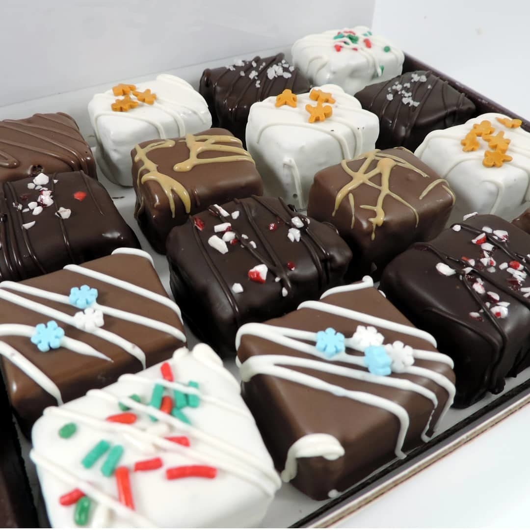assorted chocolate dipped brownies