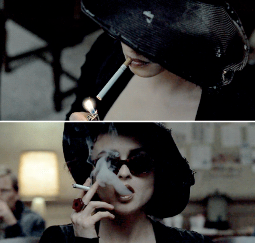 Marla dramatically smoking a cigarette in &quot;Fight Club&quot;
