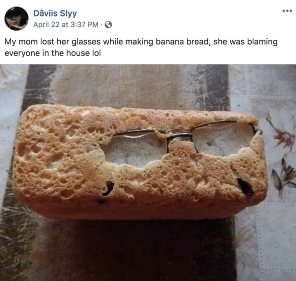 glasses baked into banana bread