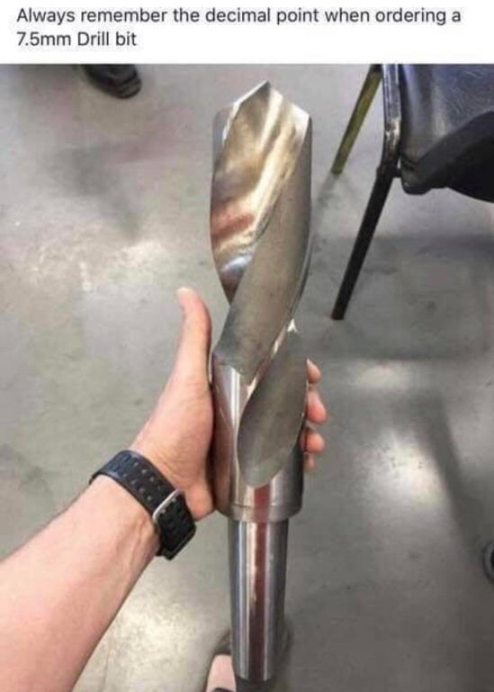 person who ordered a giant drill bit off the internet by mistake