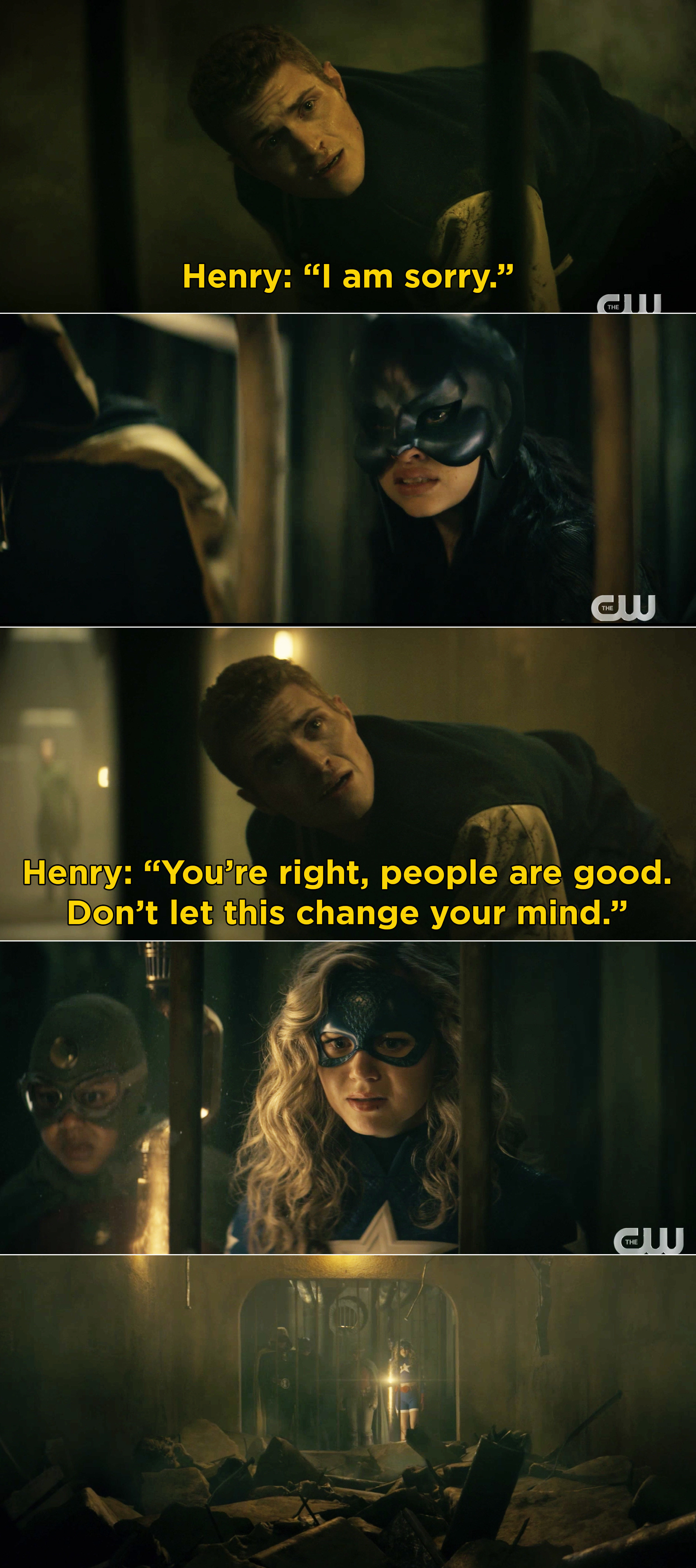 Henry telling Stargirl that she was right, people are good and don&#x27;t let his death change that