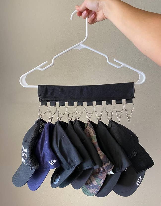 reviewer photo showing hat organizer in black