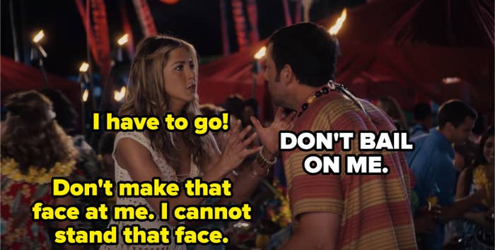 Danny and Katherine arguing at the lūʻau in "Just Go with It"