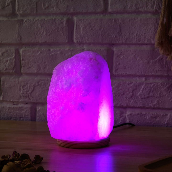 The lamp glowing purple