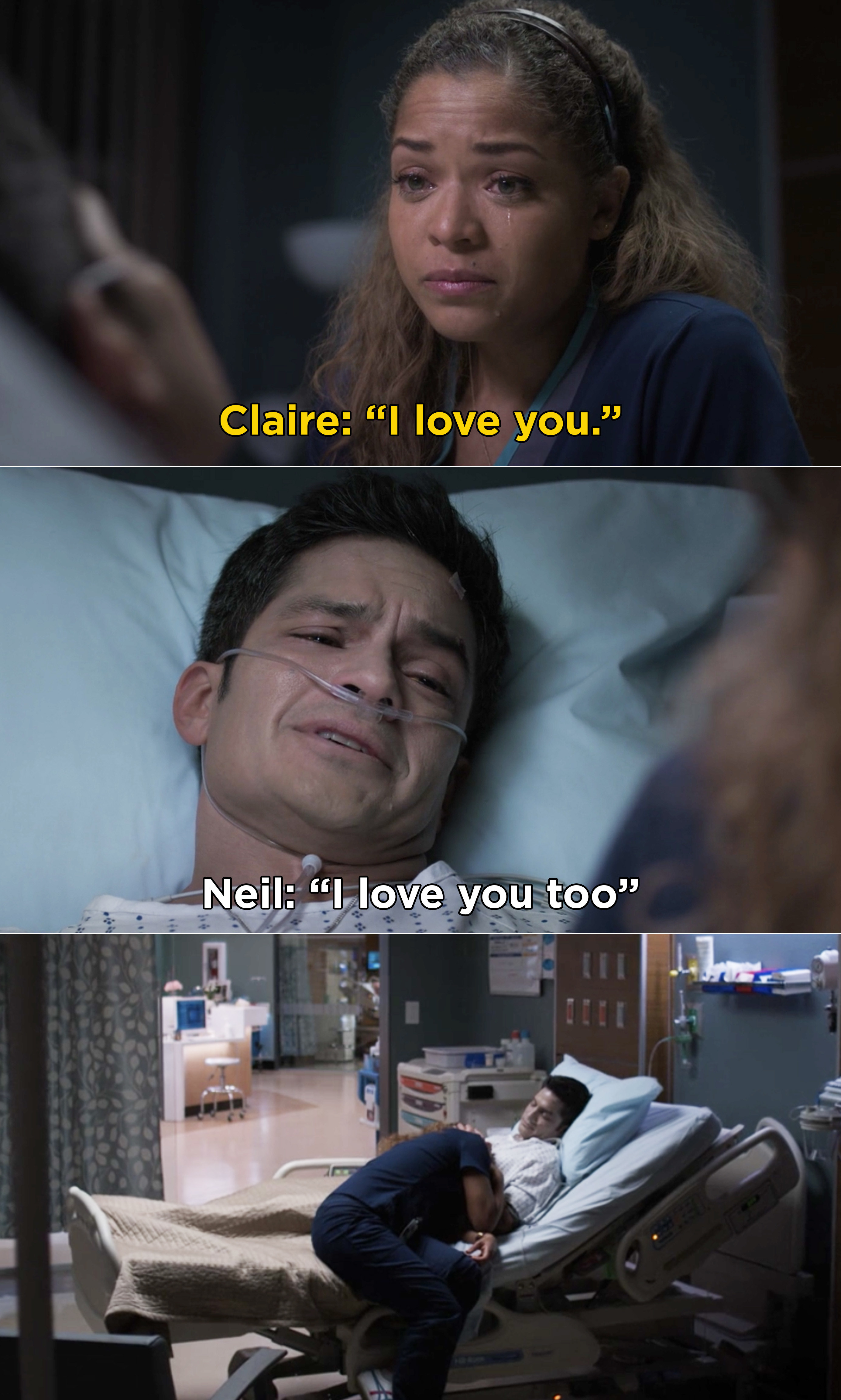 Claire and Melendez saying &quot;I love you&quot; to each other