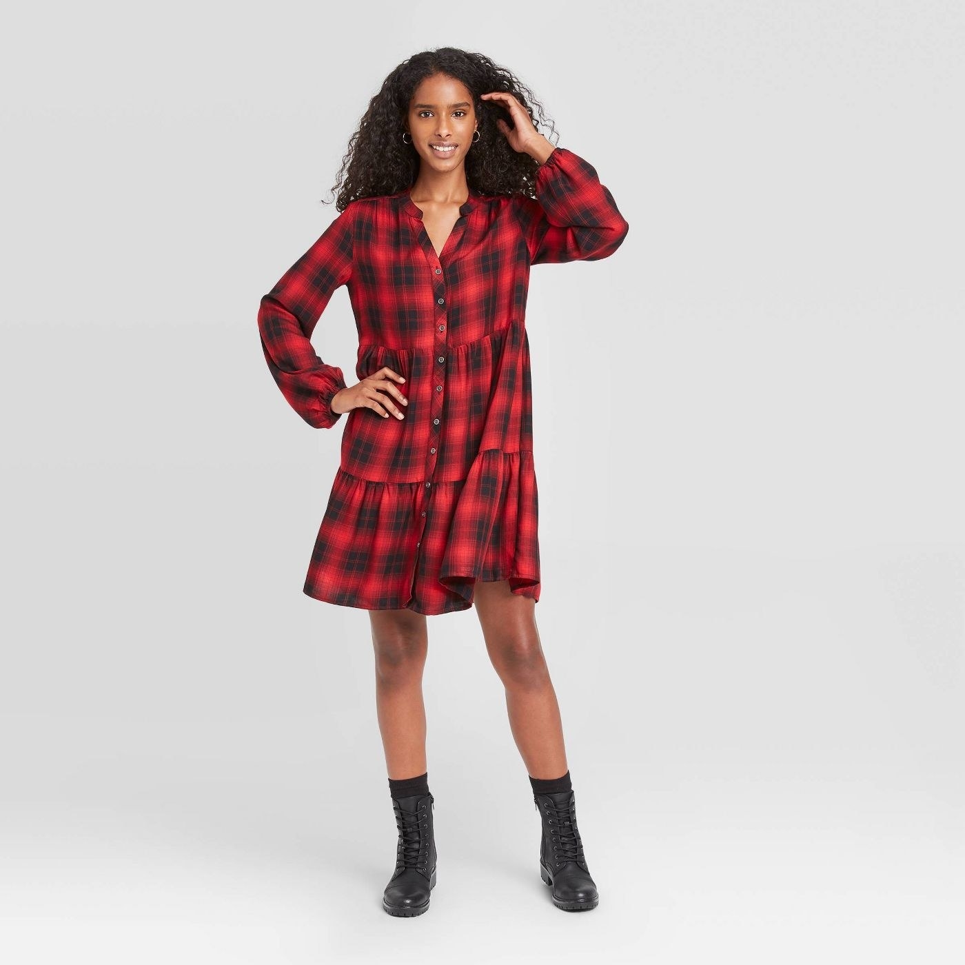 target red plaid dress