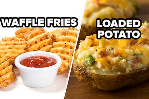 waffle fries and loaded potato