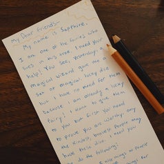 A handwritten note from Sapphire 