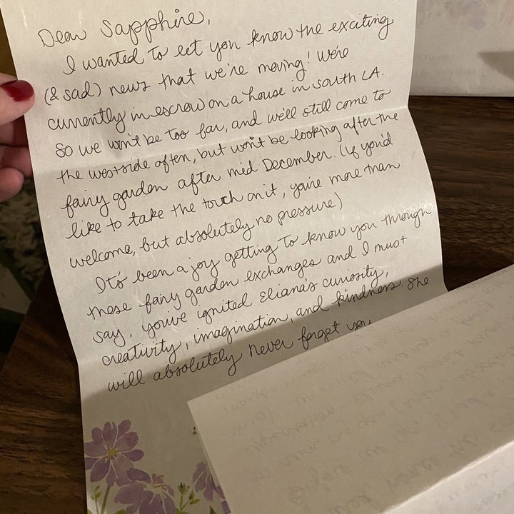 A letter to Sapphire letting her know the family is moving