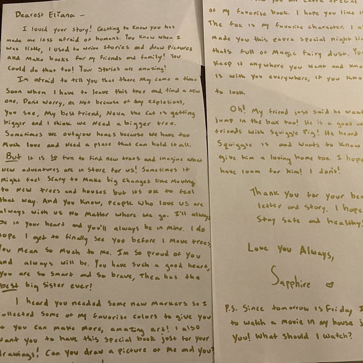 A letter from Sapphire explaining she is moving too