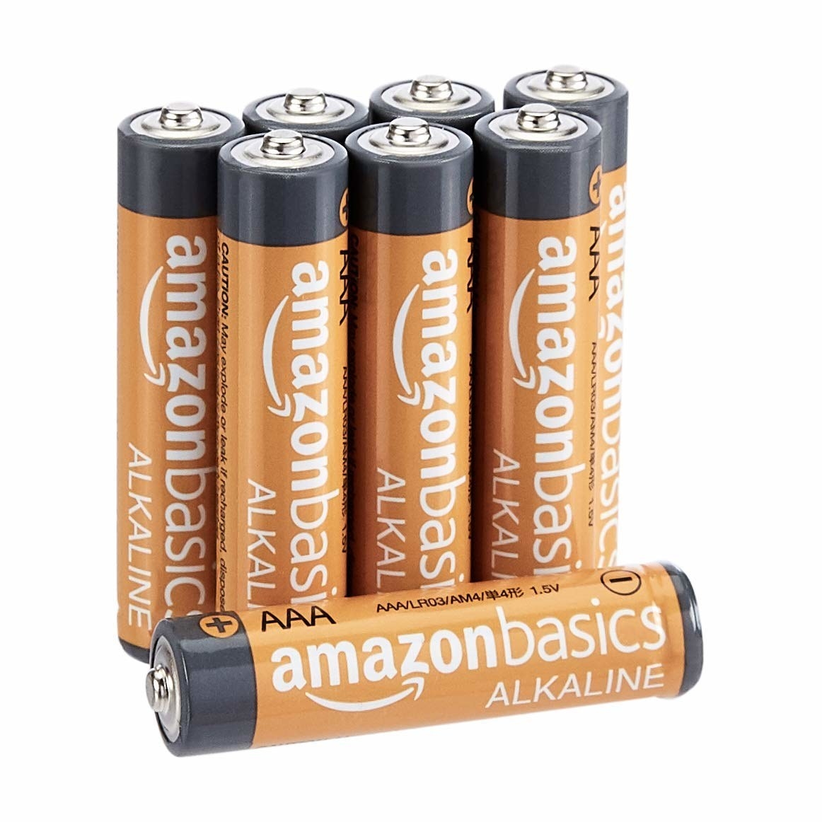 A set of multiple AAA batteries in brown and black