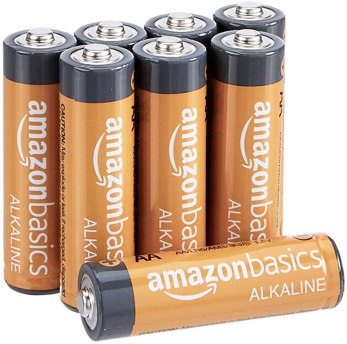 A set of multiple AA batteries in brown and black