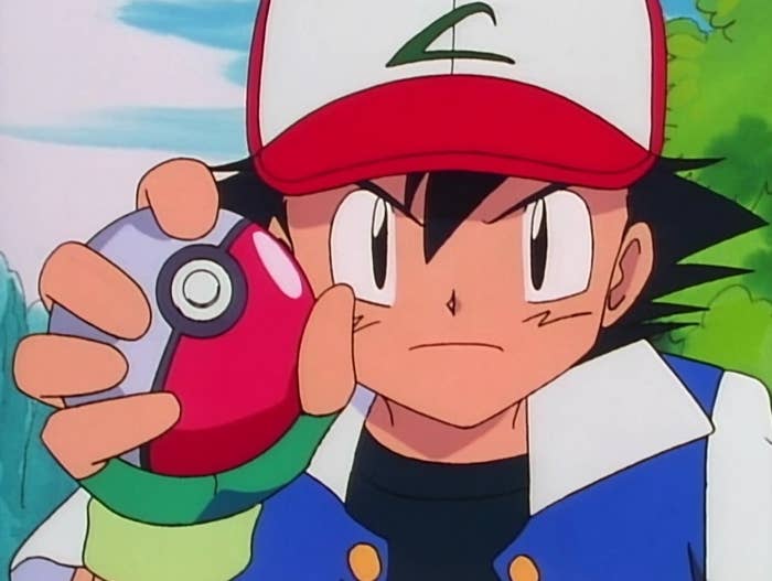 Ash with a pokeball