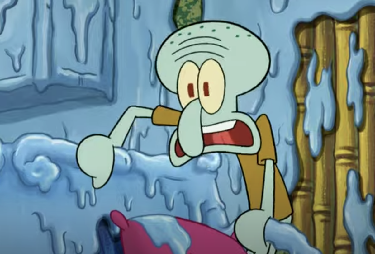 Squidward getting his toenail ripped off