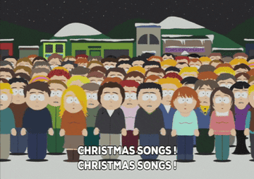 A mob chants &quot;Christmas songs, christmas songs&quot;