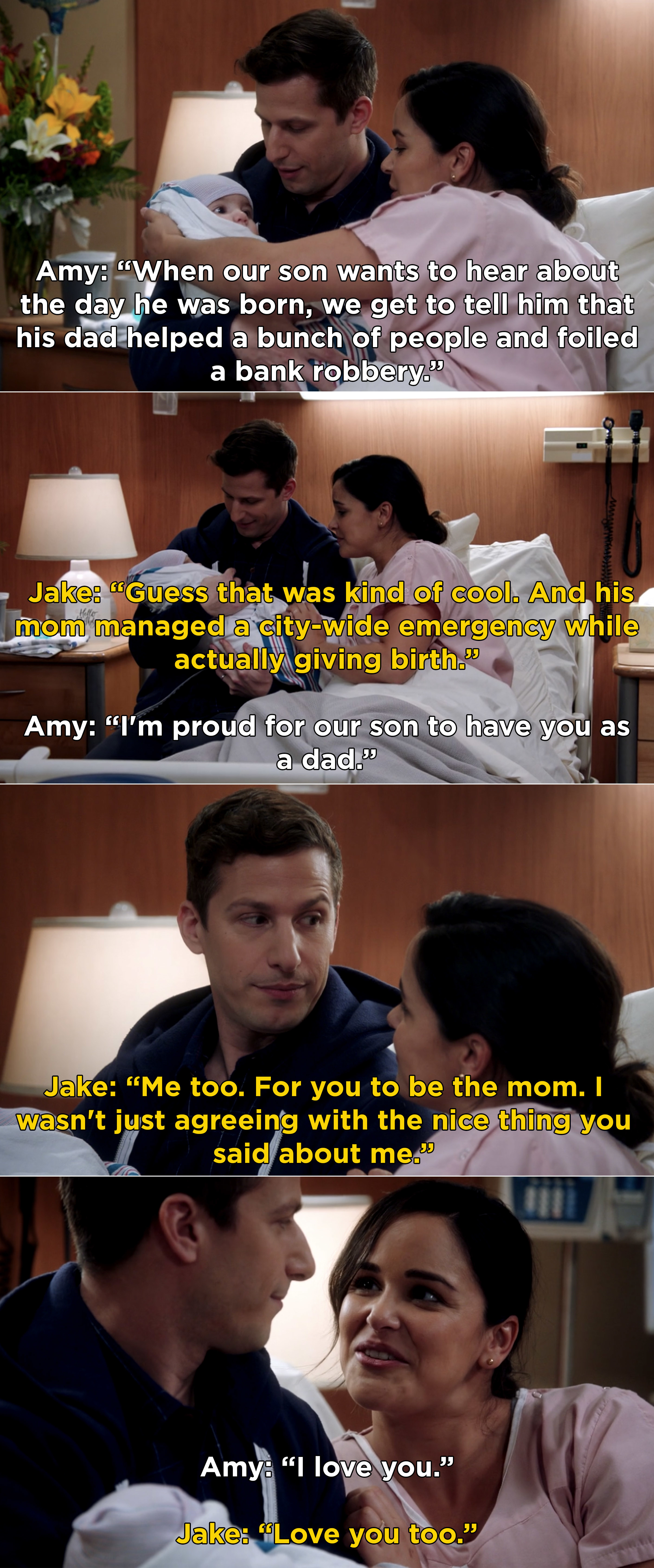 Amy saying that she&#x27;s proud their son has Jake as a dad