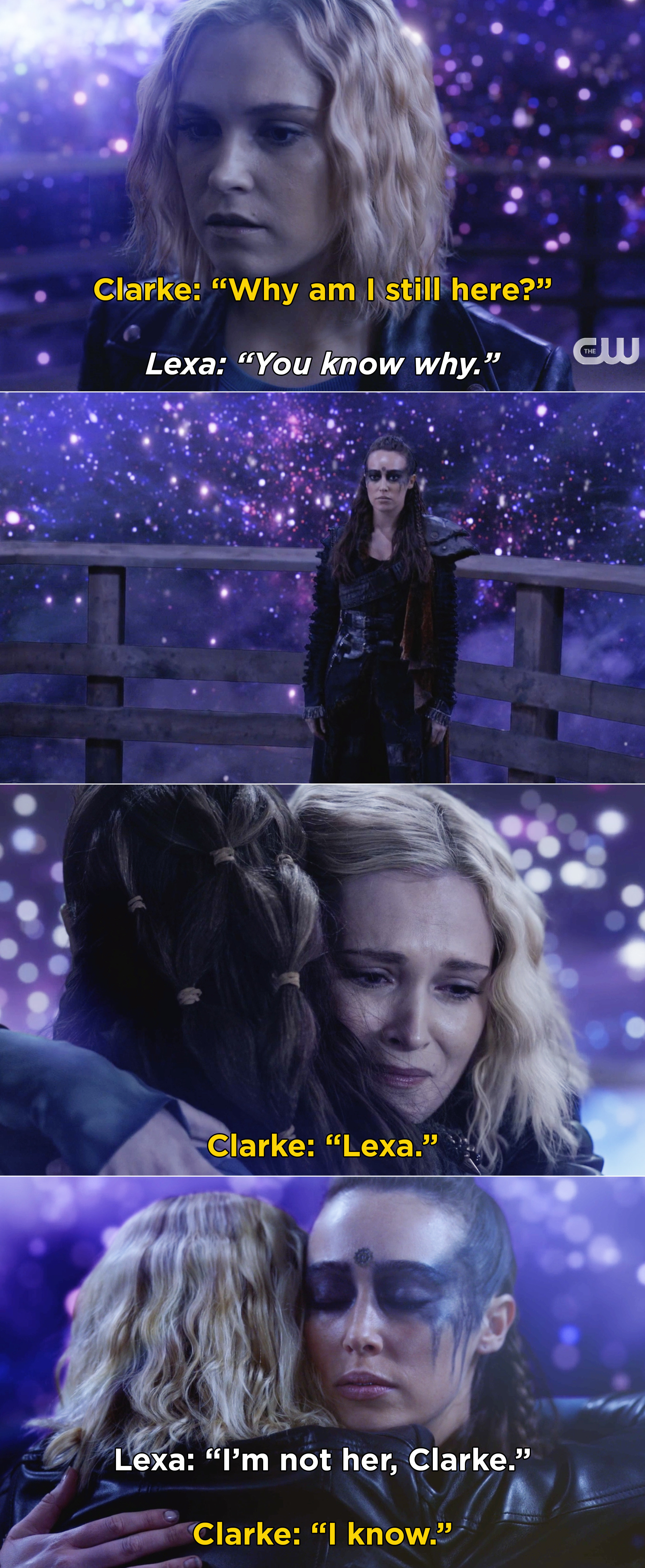 Clarke and Lexa hugging