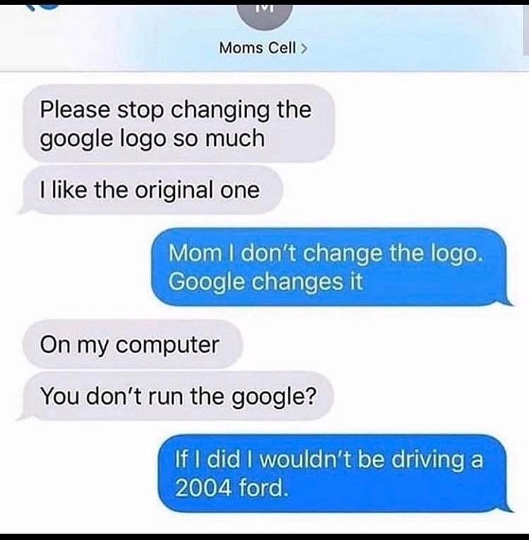 a mom texts her child to stop changing the google logo