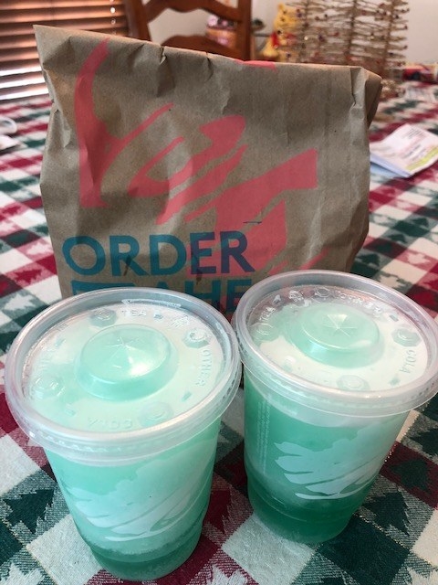 Two Baja Blasts and a Taco Bell bag 