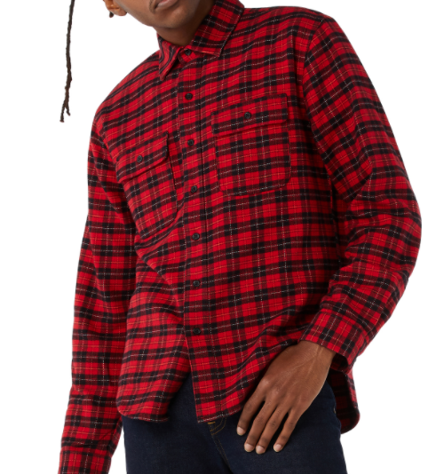 Red and black plaid flannel shirt.