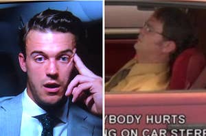 Ben from the Bachelorette next to a sad Dwight from The Office 