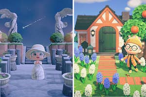 two differently designed animal crossing islands