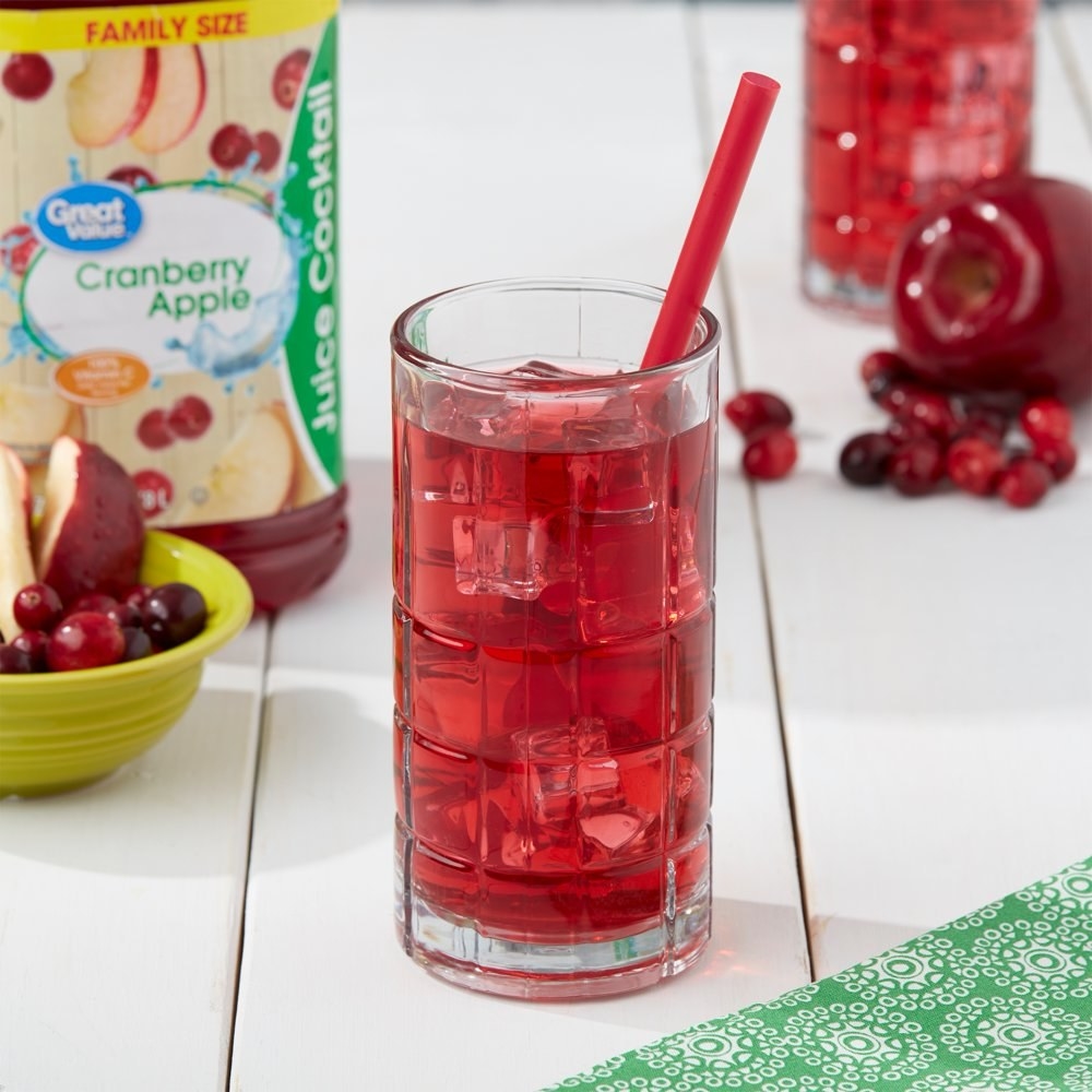 glass of cranberry apple juice