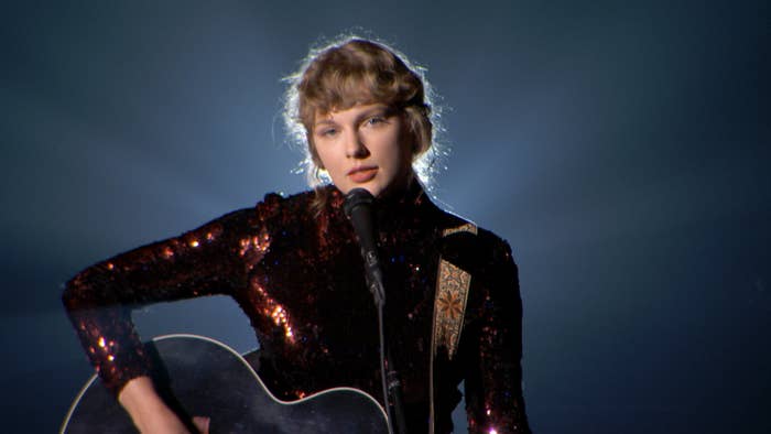 Taylor Swift performs onstage during the 55th Academy of Country Music Awards at the Grand Ole Opry on September 16, 2020 in Nashville, Tennessee