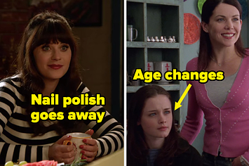On "New Girl," Jess's nail polish goes away, and on "Gilmore Girls," Rory's age changes