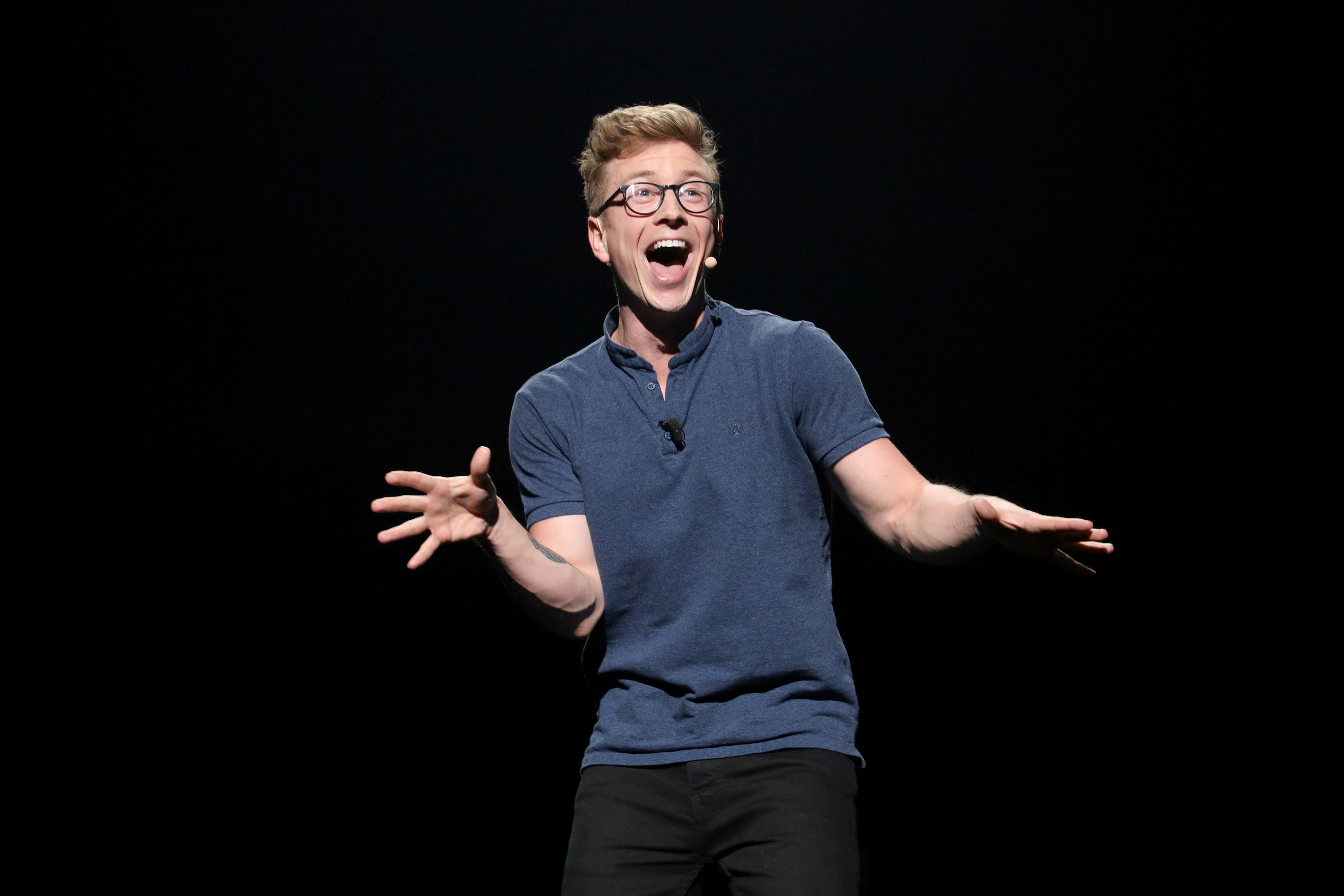 YouTube creator Tyler Oakley speaks onstage during the YouTube Brandcast 2018 presentation at Radio City Music Hall on May 3, 2018 in New York City