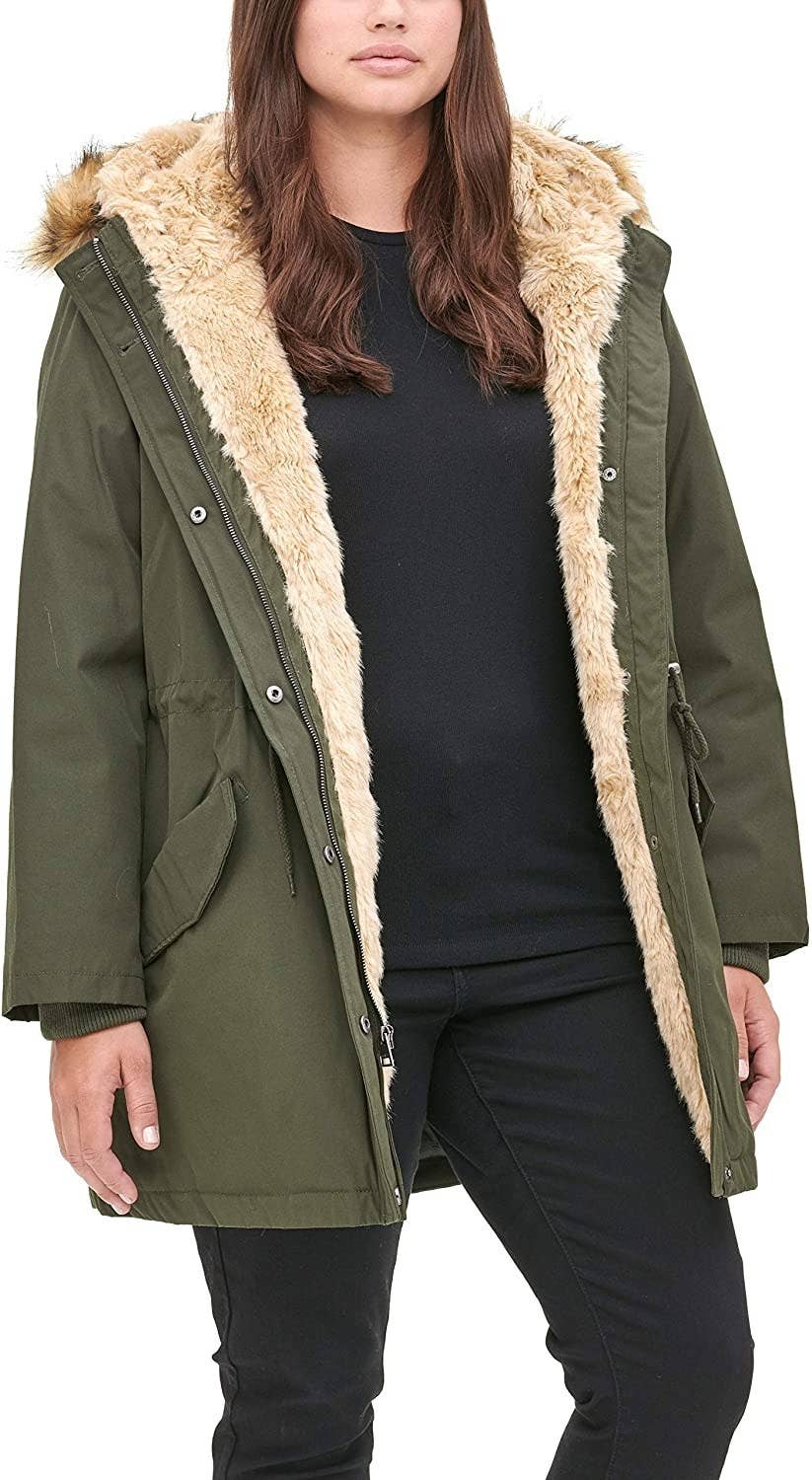 DHPD Women Casual Solid Coat Turtleneck Big Pockets Coats Vintage Oversize Coat