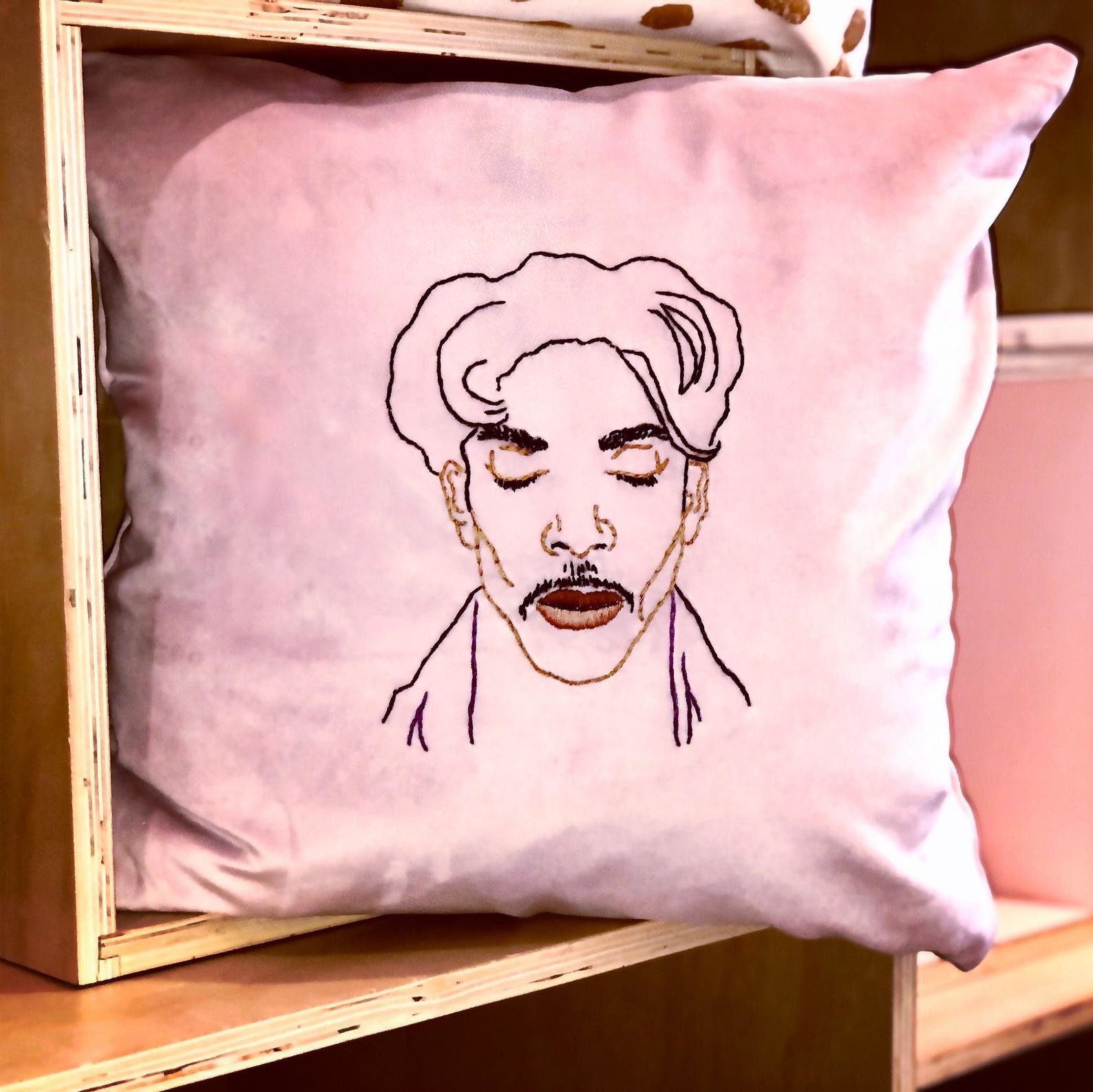 the embroidered pillow