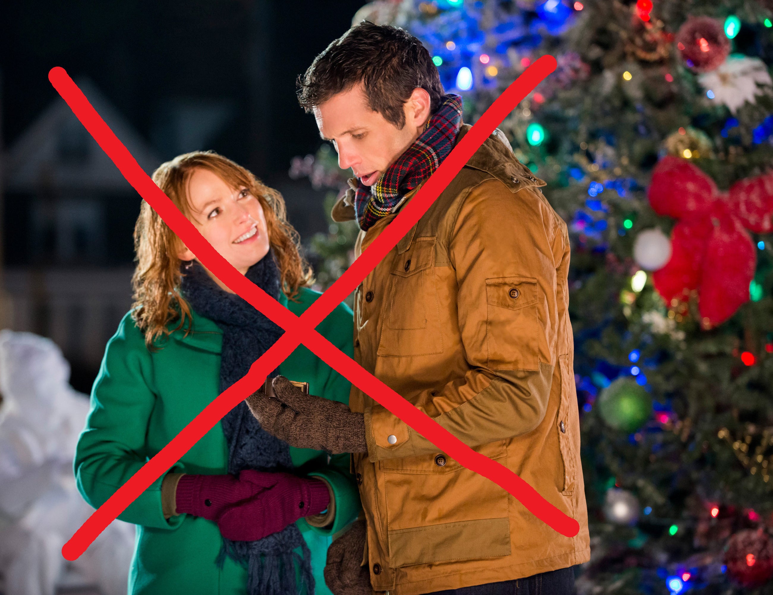 Alicia Witt and Mark Wiebe in &quot;A Very Merry Mix-Up,&quot; a Hallmark Christmas rom-com