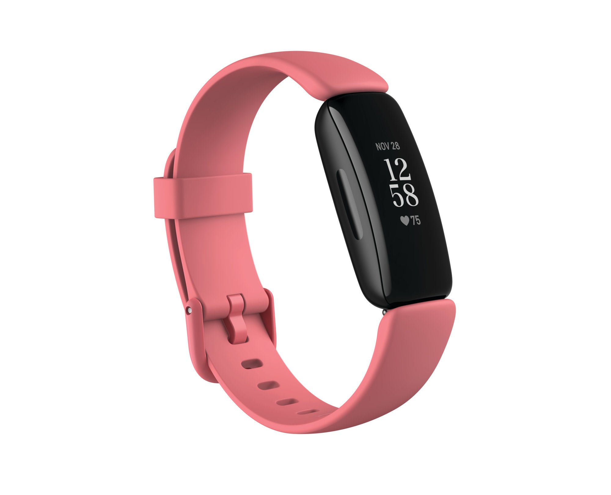 fitbit fitness tracker with a pink band