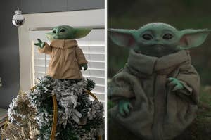 Baby Yoda on a Christmas tree and in "The Mandalorian"