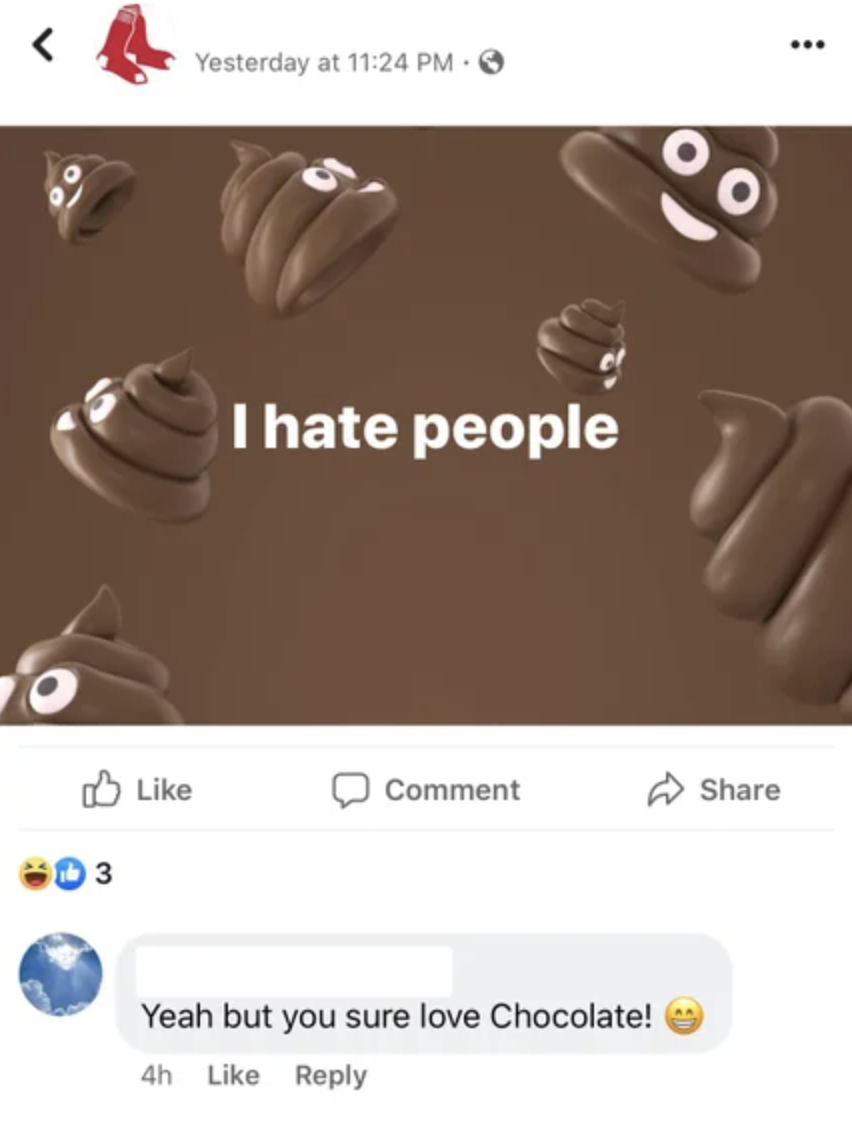 person posted i hate people on a background of poop emojis