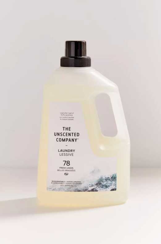 the bottle of unscented laundry detergent which cleans up to 78 loads
