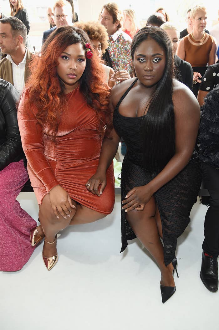 Lizzo and Danielle Brooks attend the Christian Siriano fashion show