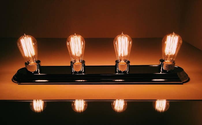 Four Edison bulbs lit up