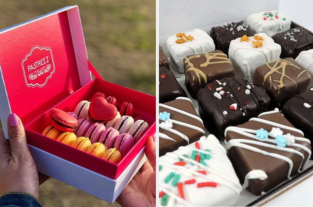 a pastreez macaron subscription and a chocolate dipped craft brownies subscription