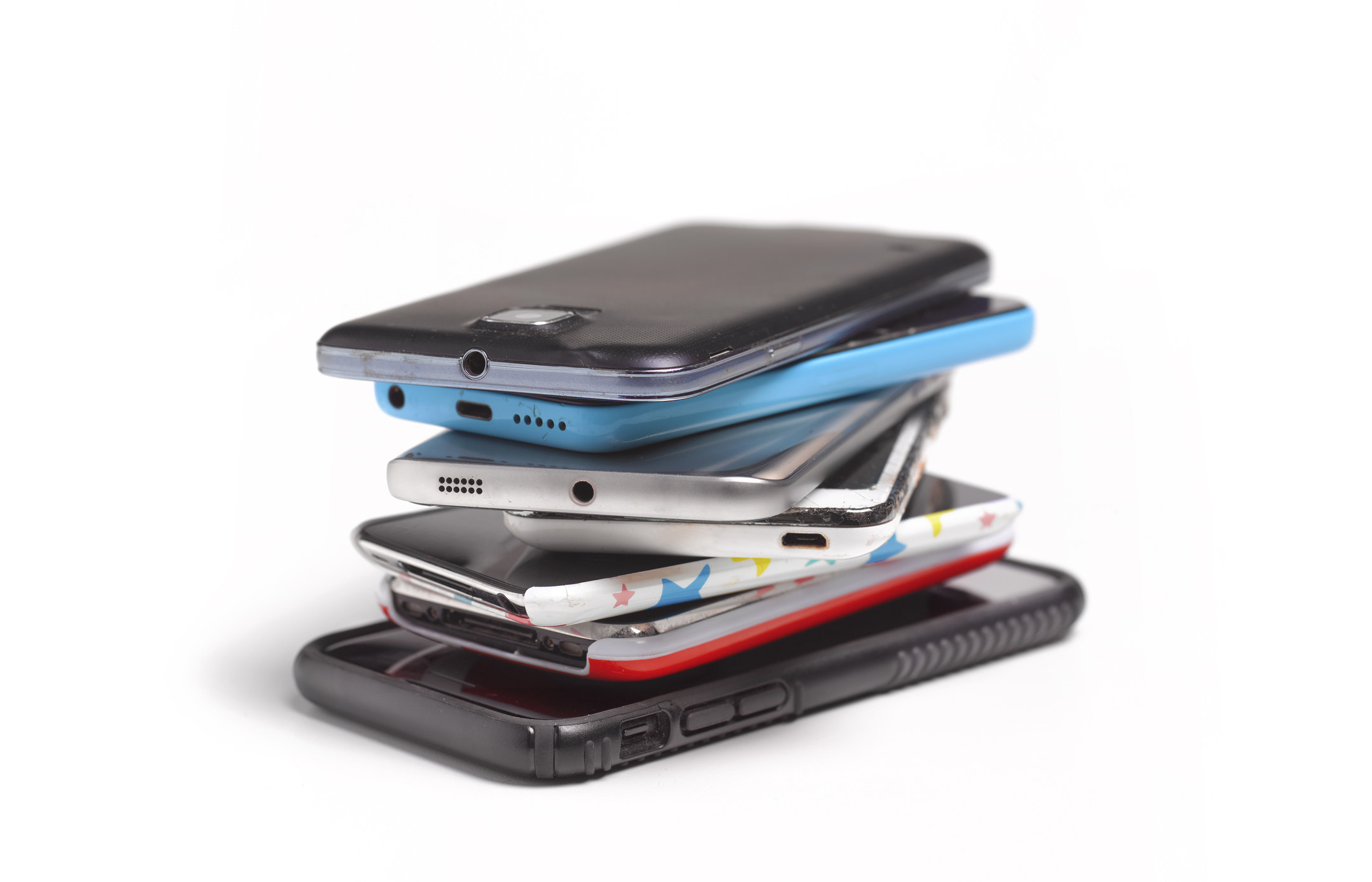 A stack of smartphones