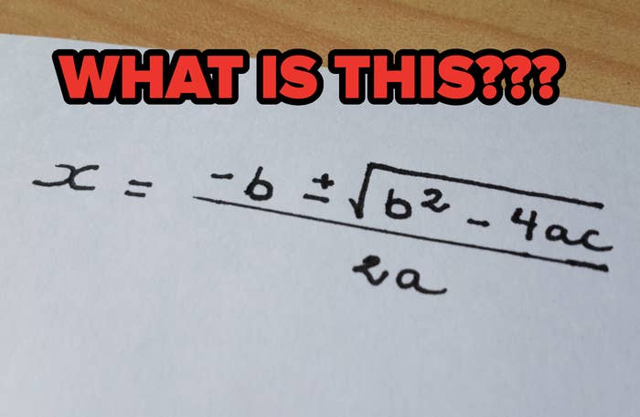 x = (-b + - √(b^2 - 4ac)) / 2a